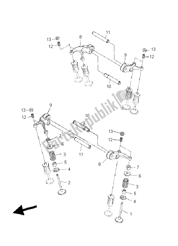 All parts for the Valve of the Yamaha XVS 1300A 2011