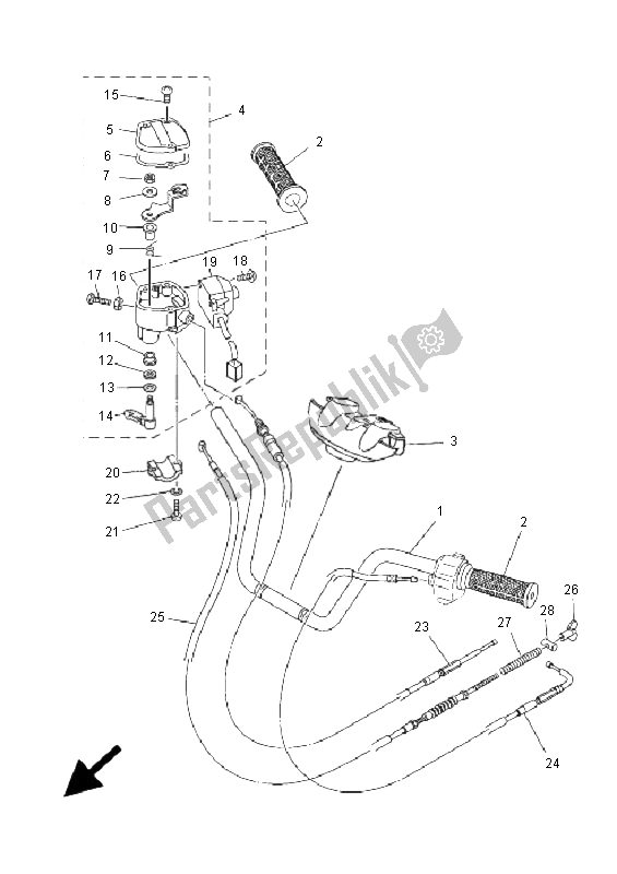 Todas las partes para Manija De Dirección Y Cable de Yamaha YFM 350F Grizzly 4X4 2009