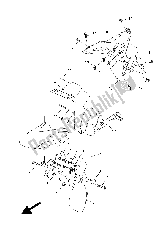 Tutte le parti per il Parafango del Yamaha YP 250R 2015