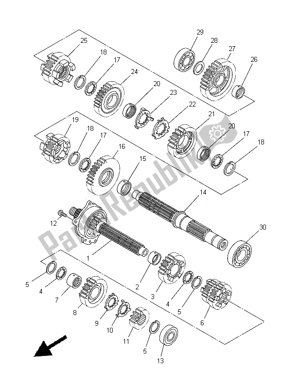 All parts for the Transmission of the Yamaha XT 1200Z 2014