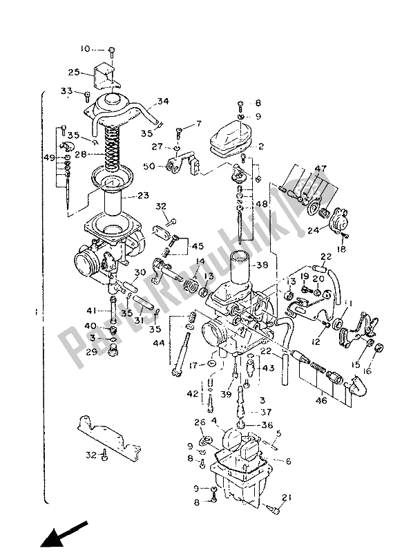 Toutes les pièces pour le Carburateur du Yamaha SRX 600 1986