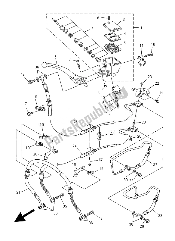 All parts for the Front Master Cylinder of the Yamaha XJ 6 FA 600 2014 All parts for the Front Master Cylinder of the Yamaha XJ 6 FA 600 2014