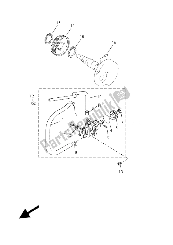 All parts for the Oil Pump of the Yamaha YN 50 2014