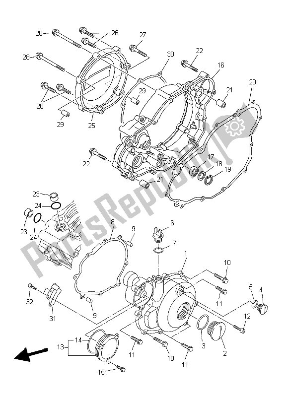 All parts for the Crankcase Cover 1 of the Yamaha WR 250F 2006