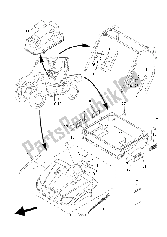 Alle onderdelen voor de Embleem & Label van de Yamaha YXR 700F Rhino 2011