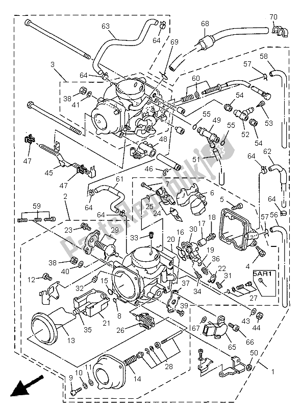 Todas as partes de Carburador do Yamaha TDM 850 1997