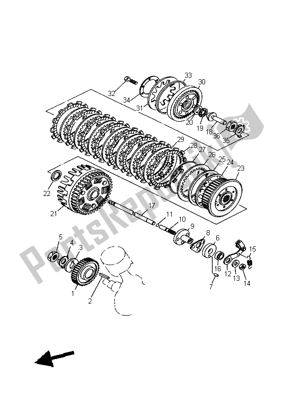 Toutes les pièces pour le Embrayage du Yamaha BT 1100 Bulldog 2004