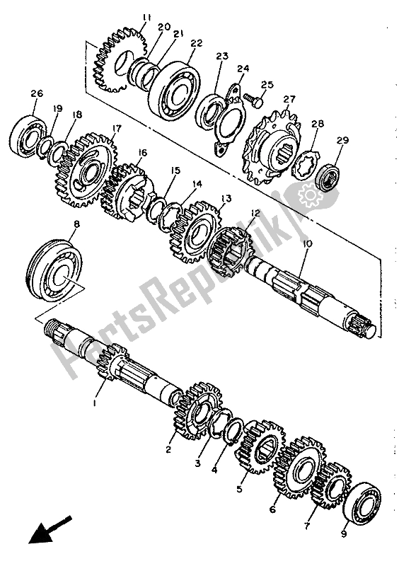 All parts for the Transmission of the Yamaha XT 600K 1994