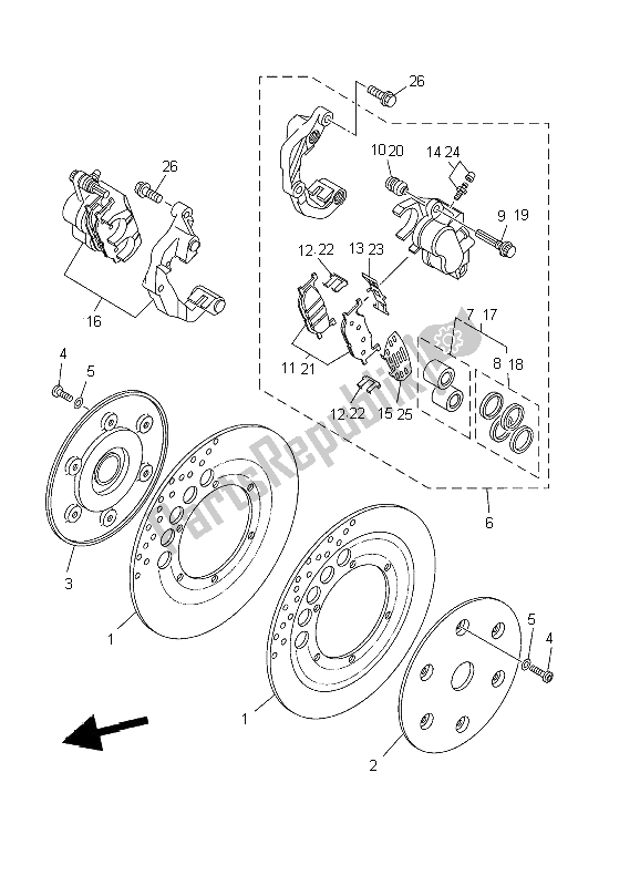 Todas las partes para Pinza De Freno Delantero de Yamaha XV 1600A Wildstar 2002