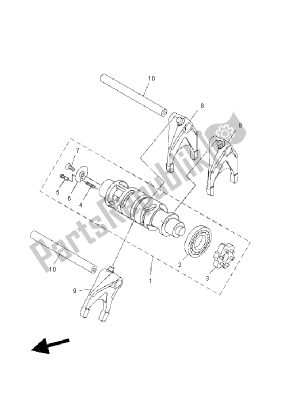 All parts for the Shift Cam & Fork of the Yamaha XV 1900A 2011