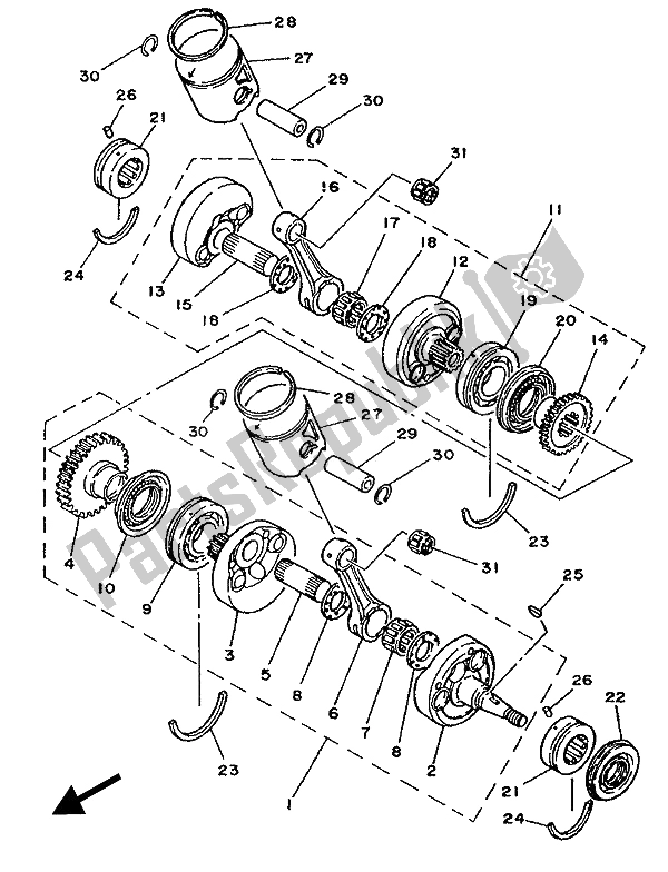 Toutes les pièces pour le Vilebrequin Et Piston du Yamaha TZ 250 1989