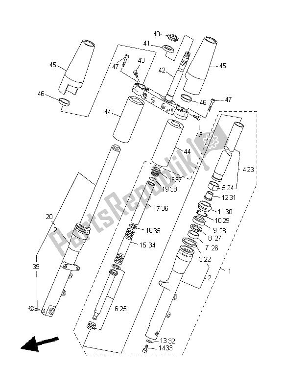 All parts for the Front Fork of the Yamaha XVS 1300A Midnight Star 2009