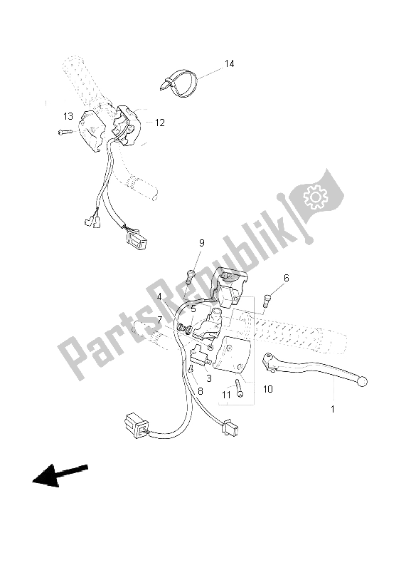 Todas as partes de Manípulo Interruptor E Alavanca do Yamaha BT 1100 Bulldog 2002