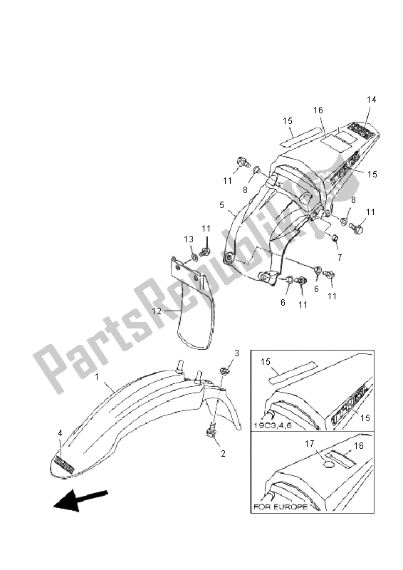 All parts for the Fender of the Yamaha TT R 125E SW LW 2008