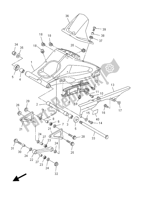 All parts for the Rear Arm of the Yamaha FZ1 SA 1000 2012