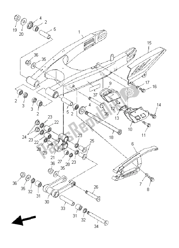 All parts for the Rear Arm of the Yamaha WR 250R 2011