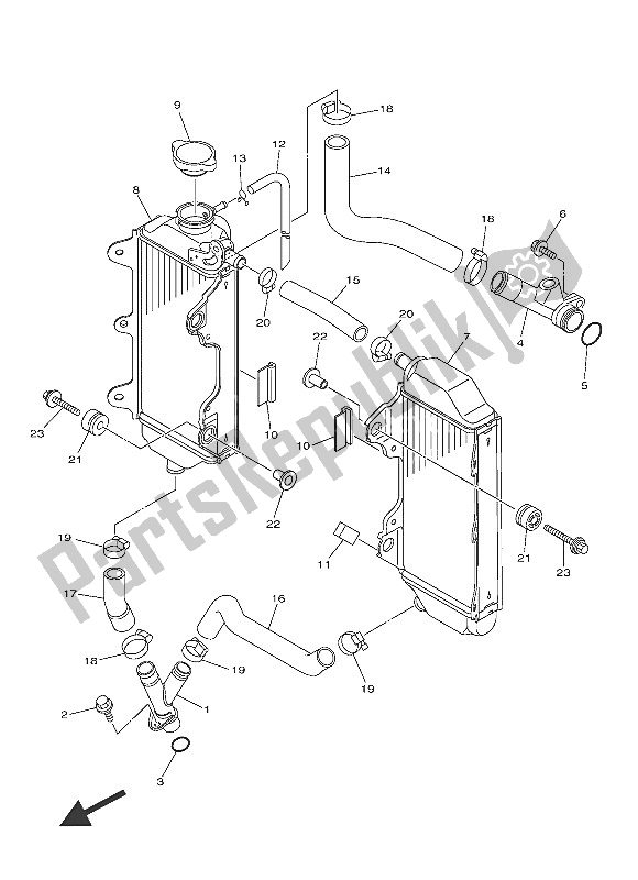 All parts for the Radiator & Hose of the Yamaha YZ 250F 2016