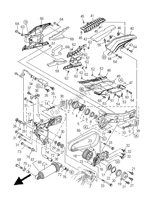 All parts for the Rear Arm & Suspension of the Yamaha XP 500A 2013