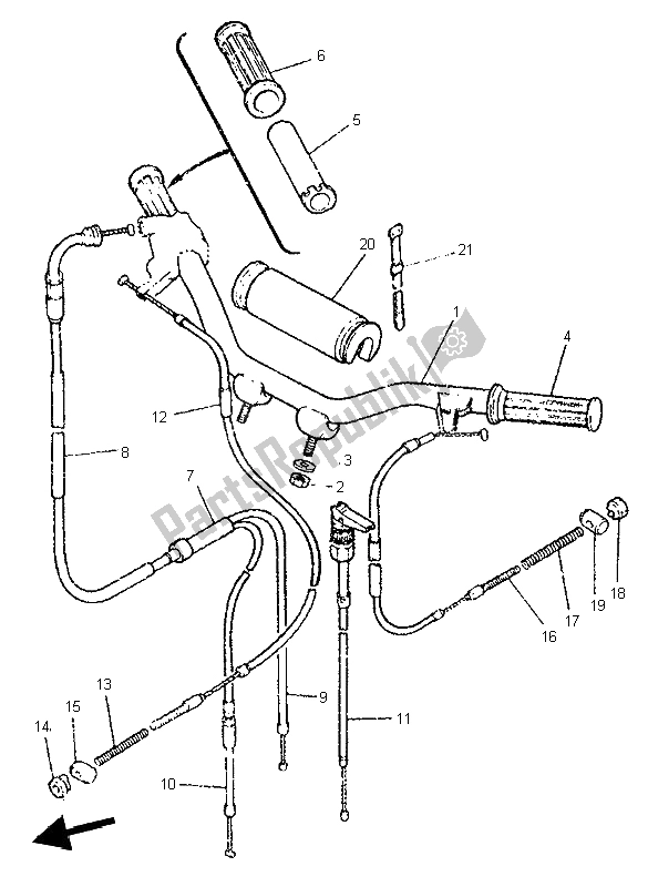 All parts for the Steering Handle Cable of the Yamaha PW 50 1996