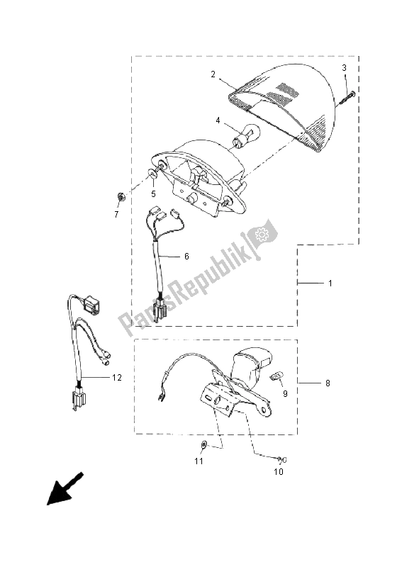 All parts for the Taillight of the Yamaha YQ 50R Aerox 2005