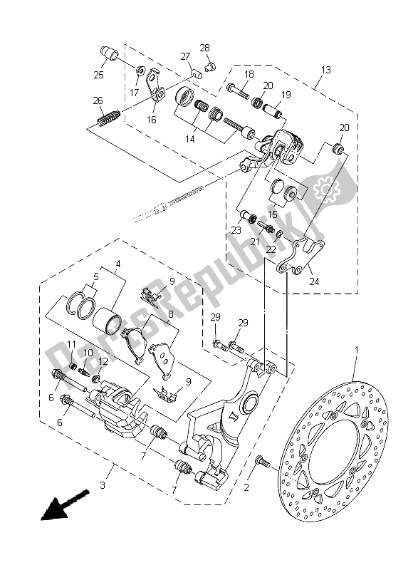 Wszystkie części do Zacisk Hamulca Tylnego Yamaha XP 500A 2014