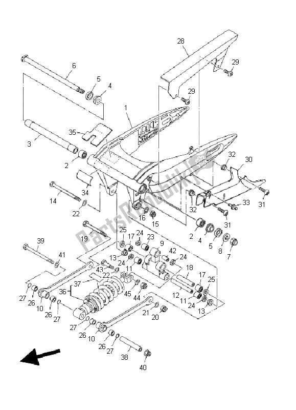 All parts for the Rear Arm & Suspension of the Yamaha XV 1900A 2011