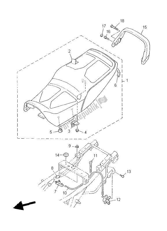 All parts for the Seat of the Yamaha XJR 1300 2004