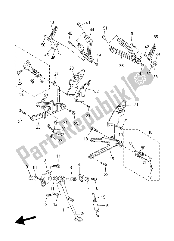 Todas as partes de Suporte E Apoio Para Os Pés do Yamaha YZF R1S 1000 2006