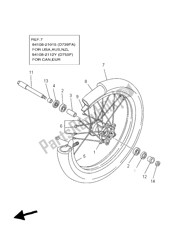 Toutes les pièces pour le Roue Avant du Yamaha YZ 125 2004