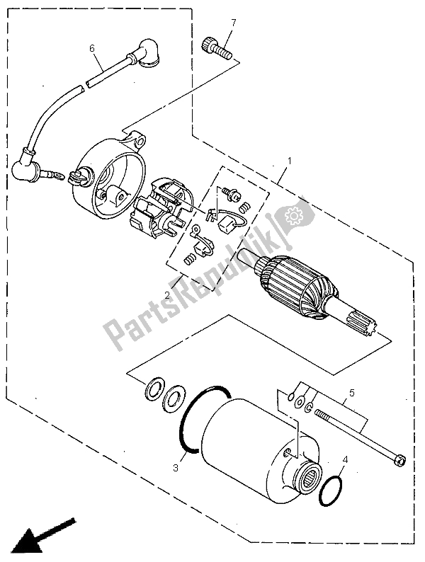 All parts for the Starter Motor of the Yamaha XV 250 S Virago 1998