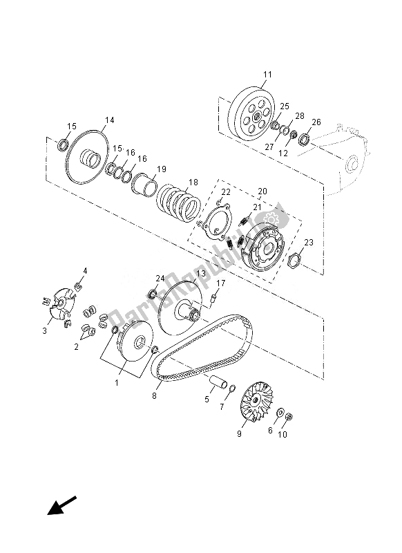 All parts for the Clutch of the Yamaha YP 125 RA 2013