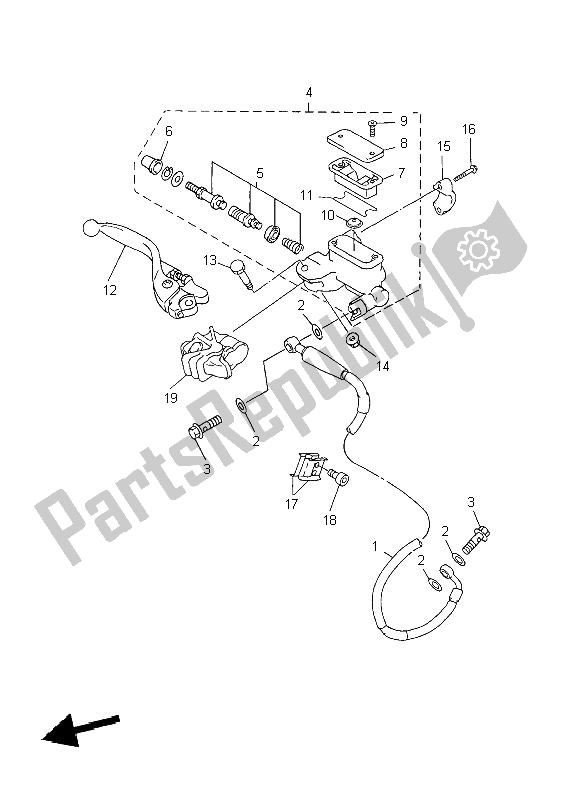 Todas las partes para Cilindro Maestro Delantero de Yamaha WR 250F 2004