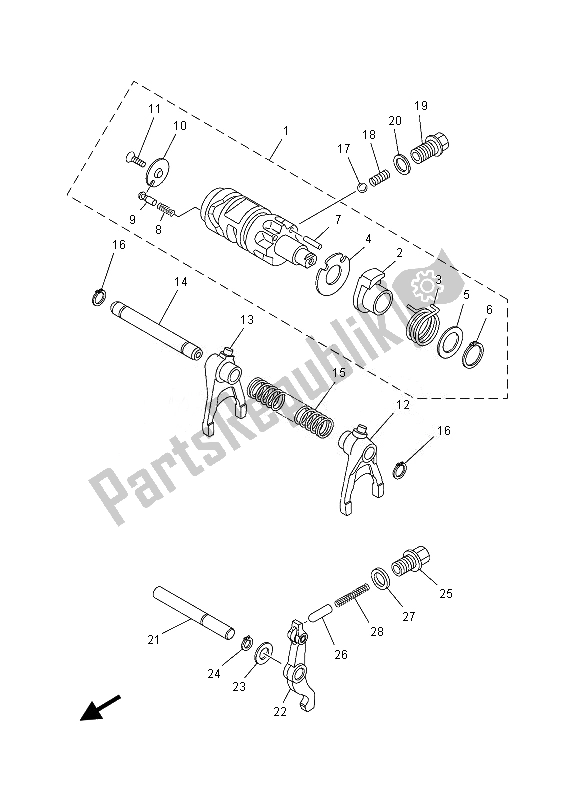 All parts for the Shift Cam & Fork of the Yamaha YFM 550 Fgpled Grizzly 4X4 Yamaha Black 2013