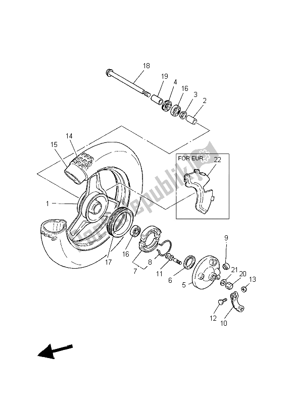 All parts for the Front Wheel of the Yamaha PW 50 2006