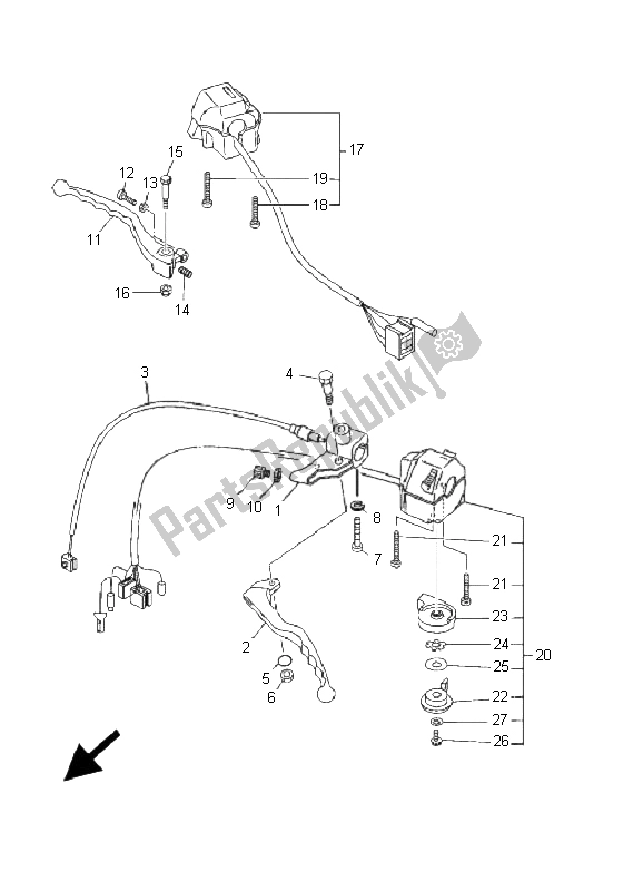 All parts for the Handle Switch & Lever of the Yamaha XVS 125 Dragstar 2001