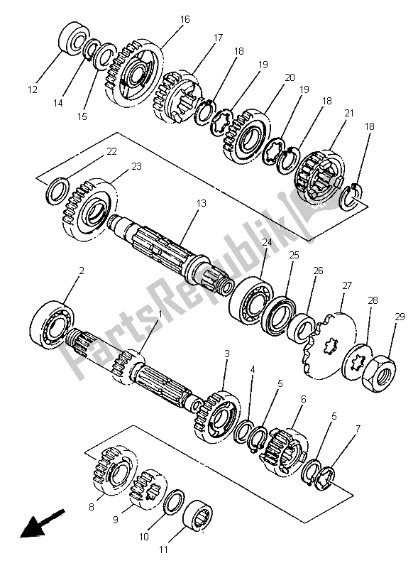 All parts for the Transmission of the Yamaha YZ 250 1998