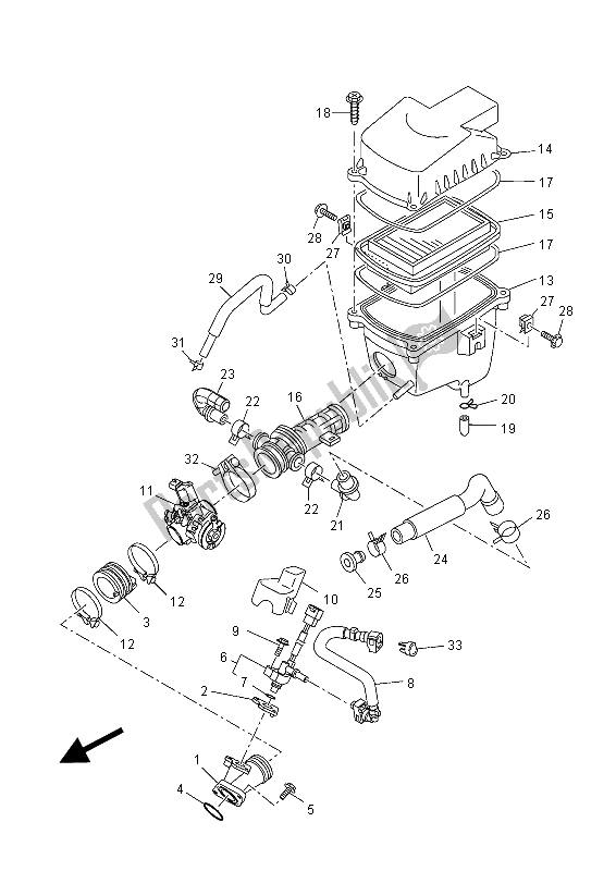 All parts for the Intake of the Yamaha MT 125A 2015