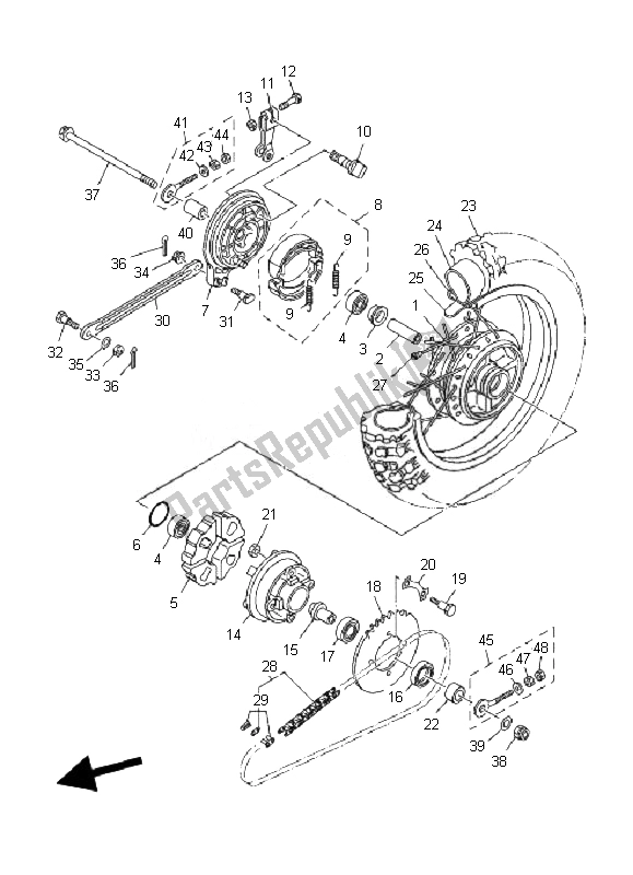 Todas las partes para Rueda Trasera de Yamaha TT R 90 2007