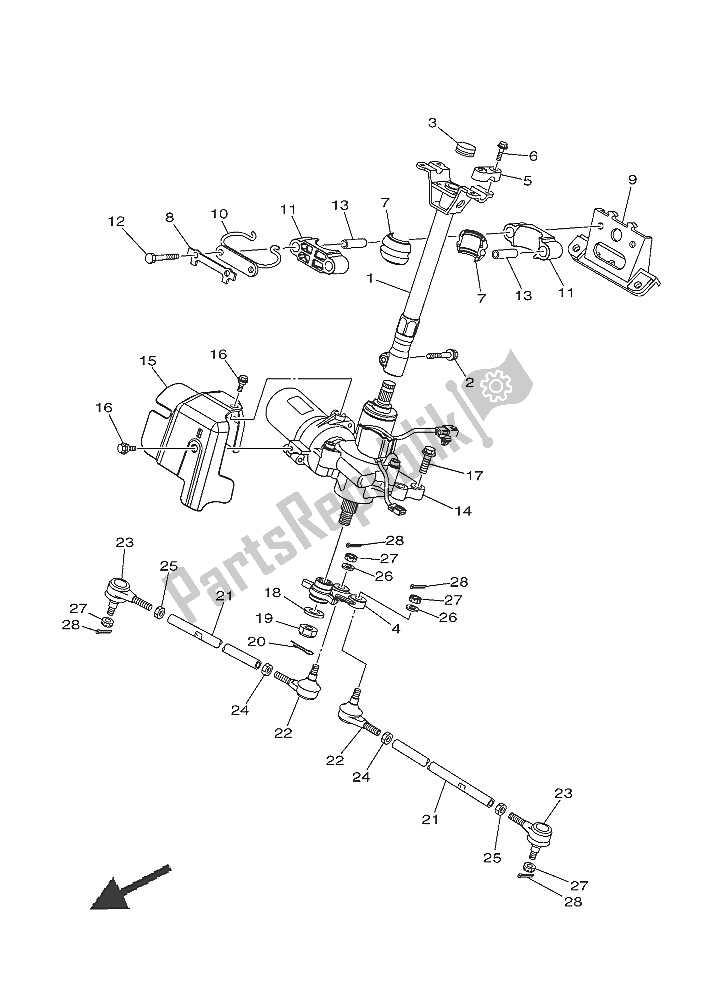 All parts for the Steering of the Yamaha YFM 450 Fwad IRS Grizzly 4X4 2016