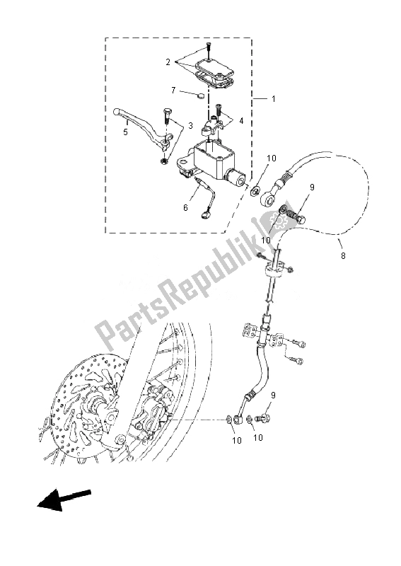 All parts for the Front Master Cylinder of the Yamaha WR 125X 2010 All parts for the Front Master Cylinder of the Yamaha WR 125X 2010
