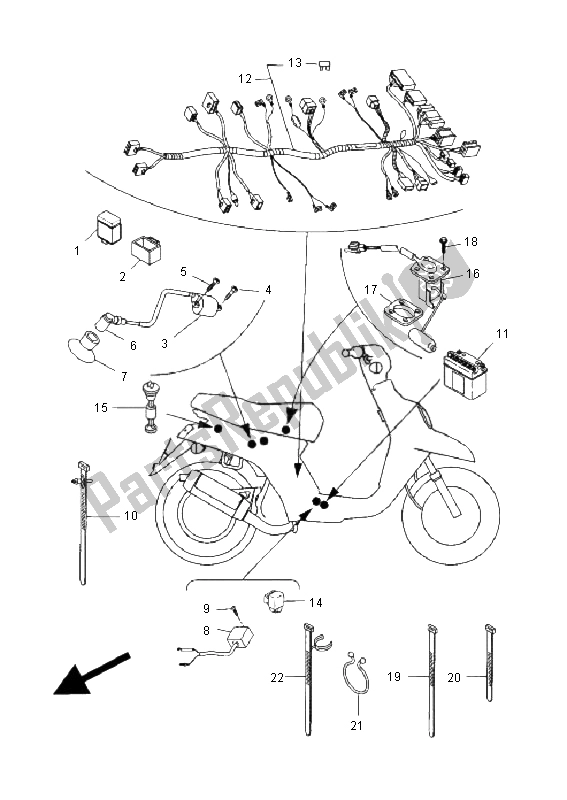 Tutte le parti per il Elettrico 2 del Yamaha CW 50 2011