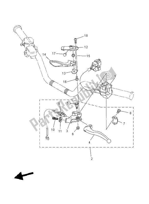 All parts for the Handle Switch & Lever of the Yamaha YFM 700R 2012