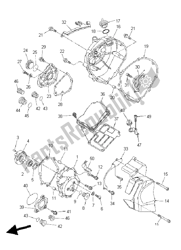 All parts for the Crankcase Cover 1 of the Yamaha FZ8 S Fazer 800 2011