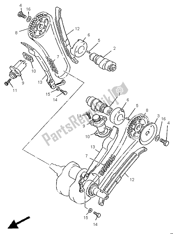 Tutte le parti per il Albero A Camme E Catena del Yamaha XV 535 S Virago 1996