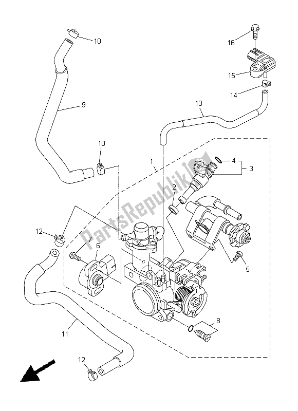 All parts for the Intake 2 of the Yamaha WR 250R 2014