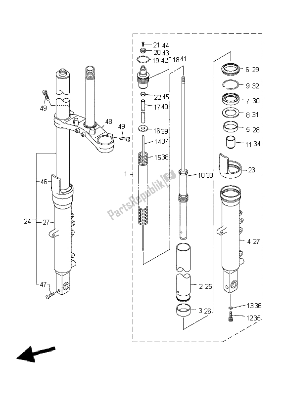 Toutes les pièces pour le Fourche Avant du Yamaha FJR 1300A 2004