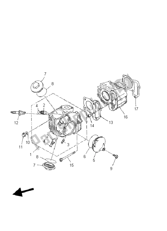 Todas las partes para Cilindro de Yamaha YFM 80R 2002