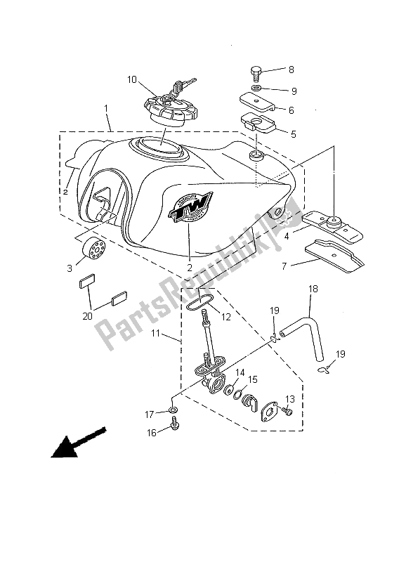 Tutte le parti per il Serbatoio Di Carburante del Yamaha TW 125 2000