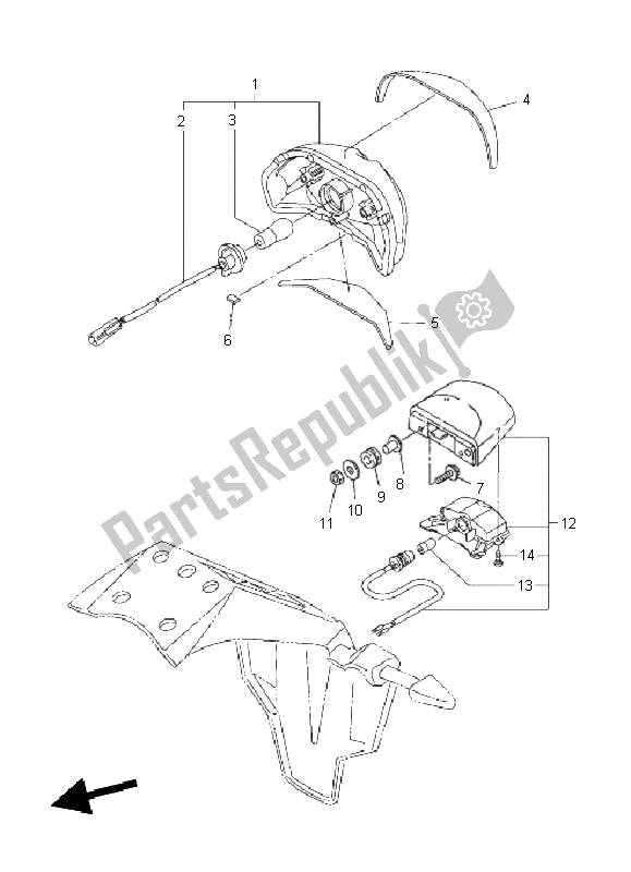 All parts for the Taillight of the Yamaha FZ8 S Fazer 800 2011