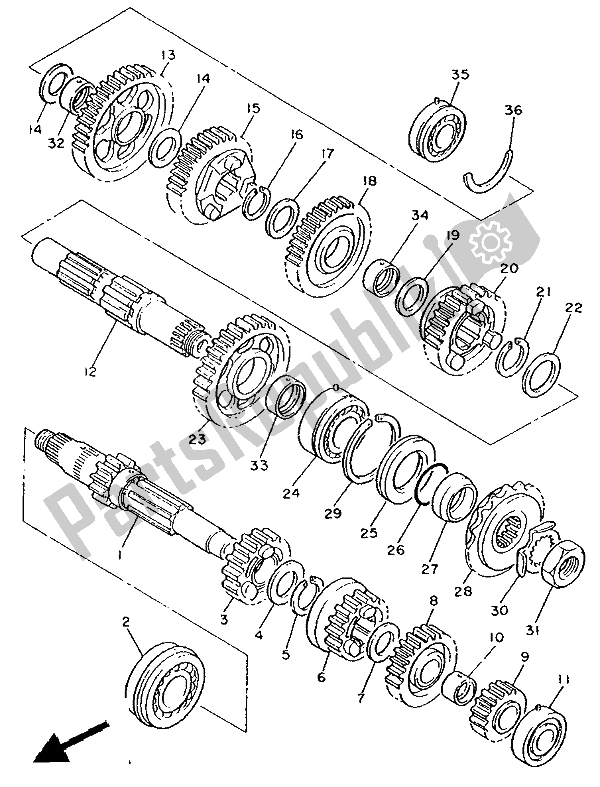 Toutes les pièces pour le Transmission du Yamaha FJ 1200 1988